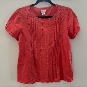Nicole Miller Cotton Embroidered Short Sleeve Top. Size Medium